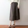 Nova Saia de Malha 100% Lã Outono/Inverno 2026 Feminina Elástica Cintura Alta Casual Linha A Emagrecedora Tendência