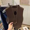 Top sin mangas Principios de otoño Cuello medio alto Corto Calado Tejido Chaleco Vintage Nuevo 2023 Mujer Ajustado Color liso