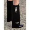 Botas Elegantes de Cano Alto Estilo Europeu e Americano para Mulheres, Novidade 2025 Botins Versáteis com Bico Fino e Fivela