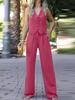 Ropa transfronteriza europea y americana para mujer, primavera 2024, nuevo chaleco sin mangas con cuello en V, pantalones anchos drapeados, traje informal