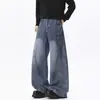 Jeans rectos retro americanos para hombre, pantalones casuales de retazos deconstruidos, pantalones anchos holgados de estilo high street para otoño