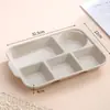 Plato Dividido para Cena de Alto Valor de Color para Adultos Reducción de Grasa Vajilla Luna Plato Separador para Desayuno Fideos Ensalada con Cuchillo, Tenedor y Cuchara