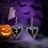 Brincos de Cruz com Espinhos em Formato de Coração Gótico Halloween Série Escura Atmosfera de Subcultura Nicho