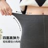 Leggings Cinza Outono e Inverno Quente Espessos com Forro de Lã Leggings Femininos Roupa Externa Cintura Reta Calças de Algodão com Listras Verticais Meia-calça