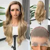 Pelucas europeas y americanas transfronterizas para mujer, cabello largo rizado con raya en medio, ondas grandes, peluca de fibra sintética dorada, pelucas sin pegamento