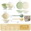 Juego de Vajilla de Cerámica Pintada a Mano Color Crema para Uso Doméstico, Cuencos de Alta Estética, Platos, Cucharas, Tazones para Sopa, Tazones para Arroz y Platos de Cena