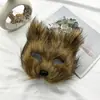Máscara de Raposa de Pelúcia Meio Rosto para Halloween, Máscara Facial de Gatinho Fofo para Festa de Carnaval e Baile de Máscaras, Decoração Facial Estilo Divertido