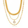 Collar Jieding de Acero de Titanio de Tres Capas con Circonita Lujo Ligero Joyería de Gama Alta Joyería de Acero Inoxidable Cadena de Clavícula Apilada para Mujer Transfronteriza