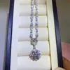 Collar de Moissanita de 5 Quilates, Colgante de Lujo de Moda Europeo y Americano, Color D, Ocho Corazones Ocho Cortes, Pasa la Prueba de Diamante con Certificado