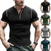 Camisetas Masculinas Casuais de Manga Curta Transfronteiriças de Verão, Camisas Henley Respiráveis Masculinas Europeias e Americanas, Tops para Exportação