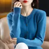 Cárdigan de punto para mujer, chaqueta suéter de cuello redondo, nuevo para primavera y otoño, suelto, moderno, corto, elegante, camiseta base