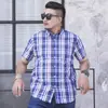 2021 Nueva Camisa de Manga Corta para Hombre Talla Grande Casual Cuadros Extra Grande Holgada Moderna para Hombres con Sobrepeso Camisa Extra Grande