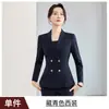 Atacado transfronteiriço conjunto de duas peças para outono: blazer profissional de abotoamento duplo, corte slim, manga longa, calças e saia femininas