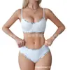 Conjunto de Sujetador con Aros Transfronterizo para Mujer, Push-Up, Cómodo, Hace que los Pechos Pequeños se Vean Más Grandes, Estilo de Verano Delgado, Anti-Caída, Ropa Interior Reductora de Senos Laterales