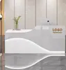 Mostrador de bar, escritorio de recepción moderno pintado, mostrador de tienda, mostrador de bar, mostrador de caja de salón de belleza, escritorio de recepción para pequeñas empresas