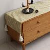 Tela para Cubrir Gabinete de TV y Mesa de Café de Algodón y Lino Estilo Japonés Caminero de Mesa Largo Tela Protectora para Muebles Tela Decorativa con Borlas en las Cuatro Esquinas