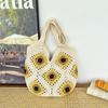 Bolsa de Ombro Tecida para Mulheres 2026 Verão Novo Estilo Férias na Praia Casual Bolsa de Crochê Girassol Grande Capacidade Bolsa de Ombro
