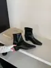 Botas Femininas Chuyuji Estilo Coreano Bico Quadrado Salto Bloco Cano Curto 2026 Outono Inverno Elegantes Slim Versáteis Zíper Traseiro Moda