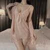 Lingerie Sexy Renda Tela Cardigã Pijama Uniforme Tentação Paixão Provocação Casa Conjunto de Quatro Peças com Bojo