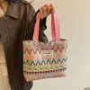 Bolsa tote de lona grande capacidade estilo étnico para mulheres, novo modelo 2026, bolsa de ombro para o dia a dia, bolsa de mamãe simples e versátil