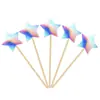 Inserts decorativos para pastel de cumpleaños de papel brillante, estrellas de cinco puntas y corazones, toppers pequeños para decoración de postres de fiesta, 5 piezas