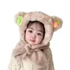 Conjunto de gorro y bufanda de invierno para niños, lindo gorro de felpa grueso que protege las orejas, gorro de felpa cálido y popular para niños y niñas
