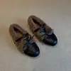 Zapatos Mary Jane de Terciopelo Cálido con Lazo y Pelo, Estilo Nuevo, Suela Plana para Mujer