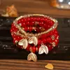 Conjunto de 4 Peças de Pulseiras de Verão Venda Quente Transfronteiriça Pulseiras Boêmias de Múltiplas Camadas com Pingentes de Folha Joias da Moda na Europa e América