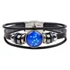 Zino nueva joyería creativa pulsera de doce constelaciones cuero tejido hebilla de vidrio joyería al por mayor una generación de cabello