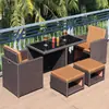 Silla de ratán para exteriores combinación de tres piezas mesa y sillas pequeñas de ocio para patio de jardín balcón pequeño muebles de exterior mesa y sillas de ratán mesa de centro