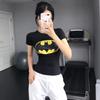 Mallas de murciélago Superman para mujer, ropa deportiva de entrenamiento del Capitán América, camiseta de manga corta ajustada elástica para entrenamiento de yoga para mujer