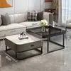 Gabinete de TV em Pedra Sinterizada Moderno Minimalista Gabinete de Chão Sala de Estar Apartamento Pequeno Gabinete de TV Extensível Luxo Leve Combinação Integrada com Mesa de Centro
