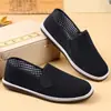 Zapatos casuales para hombre estilo Pekín antiguo, adecuados para primavera y otoño, con suela multicapa, antideslizantes, ligeros y fáciles de poner, perfectos para el trabajo y el ocio, en color negro