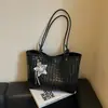 Bolso de hombro transfronterizo de gran capacidad para mujer, bolso tote de patrón tejido de alta calidad, bolso versátil para debajo del brazo para ir al trabajo y uso estudiantil