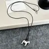 Collar de Cordón de Cuero con Colgante Largo Estilo Pony Personalidad Minimalista Cadena para Suéter Moda Joyería Simple para Mujer Hilo de Cera de Alta Gama