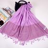 Estilo Étnico Cuello Cachemir Aire Acondicionado Chal Grande Bufanda Doble Uso Jacquard Borla Primavera y Verano Bufanda Larga de Algodón para Mujer