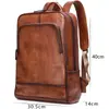 Mochila de cuero de color para hombre mochila retro para ordenador de 15,6 pulgadas mochila de piel de vacuno de primera capa color corteza de crema venta al por mayor