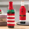 Funda de Botella de Vino Navideña, Portabotellas Tejido a Rayas, Decoración Festiva para Cocina Mesa de Comedor, Envoltura de Regalo de Navidad para Vino Tinto