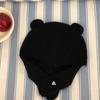 Gorro de lana nuevo, cálido y bonito gorro de punto de felpa para otoño e invierno, con orejas de oso, resistente al viento, protección para la cara, pequeño gorro de lana