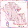 Pijama Transfronterizo para Niñas de Seda de Hielo Delgado de Manga Corta Verano Ropa para Padres e Hijos Madre e Hija Traje Delgado de Verano