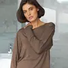 2026 Nuevo Conjunto de Pijama de Punto de Rayón Estilo Europeo y Americano para Otoño e Invierno, Cómodo, Moderno, Sencillo y Adecuado para Usar como Ropa de Exterior, Ropa de Casa para Mujer