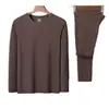 Ropa interior térmica autocalentable para hombre transfronteriza Otoño e Invierno Conjunto de terciopelo alemán de doble cara Ropa y pantalones de otoño Ropa interior a prueba de frío Capa base