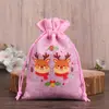 Bolsa de regalo de Navidad, bolsa de manzana, bolsa de mano, bolsa de regalo, bolsa de manzana para Nochebuena, bolsa de dulces, bolsa con cordón de fruta de la paz