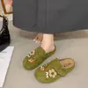 Pantuflas Retro de Suela Gruesa con Estampado de Flores 2026, Estilo Coreano, Diseño Nuevo, Acabado Mate, Dibujo Animado, Perfectas para Niñas Dulces