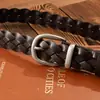Cinturón Tejido de Moda Transfronterizo Estilo Europeo y Americano para Mujer, Cinturón Versátil de Nicho sin Hebilla para Vestidos, Cinturón Decorativo de Cuero de Gama Alta para Mujer