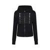 Sudadera con capucha de doble botonadura estilo Palacio Napoleónico retro americano para mujer, chaqueta corta ajustada de moda para otoño