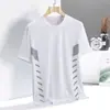 Masculino Secagem Rápida Manga Curta Verão Fino Casual Respirável Meia Manga Malha Tamanho Grande Tops Esportivos Soltos