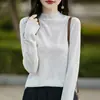 Camisa básica feminina de gola alta meia 2026 novo top de malha estampado para primavera e outono suéter de malha feminino de outono e inverno