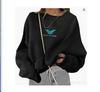 Suéter de cuello redondo con estampado de mariposa, sudadera de otoño e invierno, ropa informal de moda