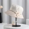 Chapéu Bacia de Flores Novo Estilo Coreano para Mulheres no Atacado, Protetor Solar para Exterior, Proteção Solar, Chapéu de Pescador com Cadarço, Chapéu Fashion, Versátil e Respirável